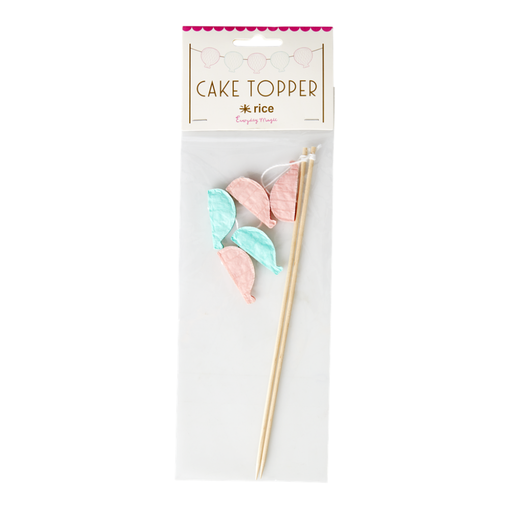 Cake Topper Balloon Bunting in Pink & Blue By Rice DK